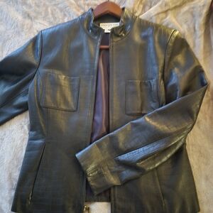 Jones New York Croc-Embossed Black Jacket